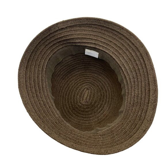 Charter Club Brown Fabric Bucket Hat Woven Texture Bow Accent - Picture 7 of 12